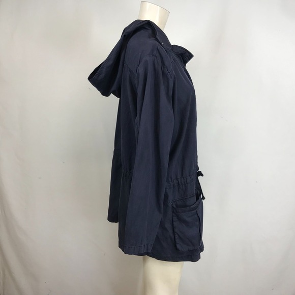 SEJOUR - WOMEN'S 0X - NAVY ZIP & SNAP CLOSURE HOODED CARGO JACKET COAT - Picture 4 of 10